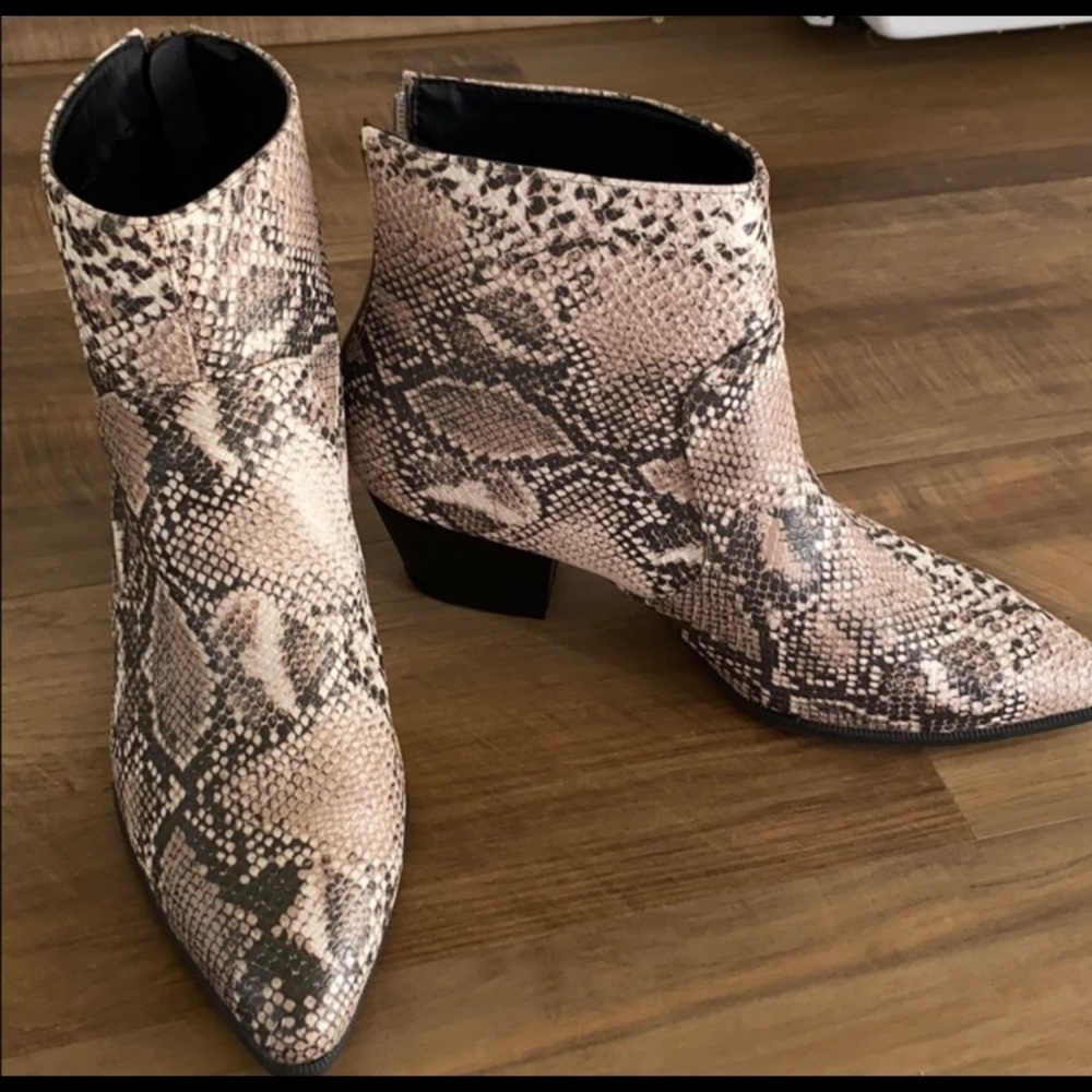 Snake skin ankle booties